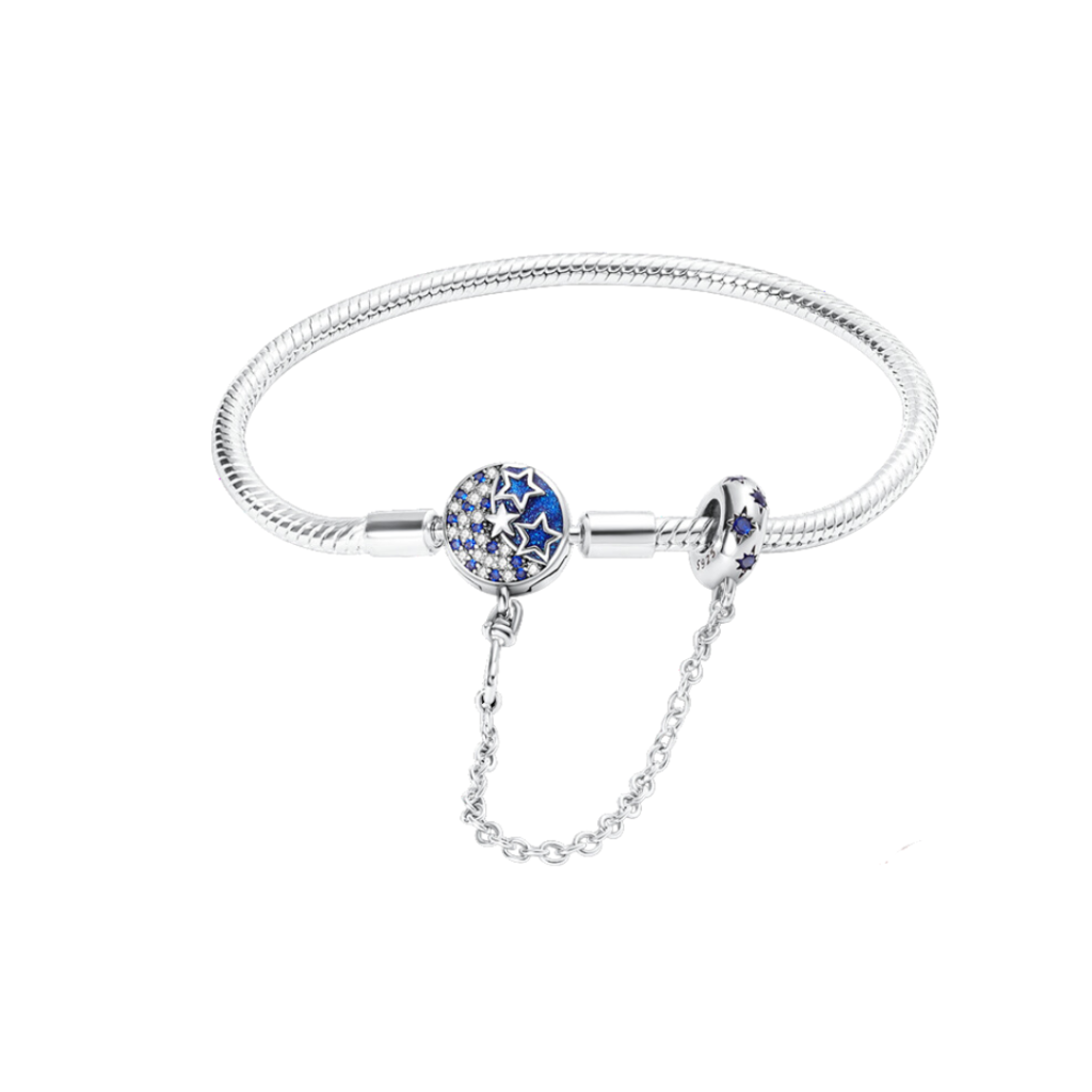 Bracelete Estrelas Com Trava - Prata 925