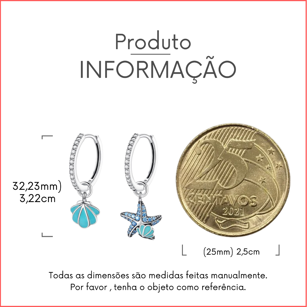 Brinco Estrela Concha - Prata 925