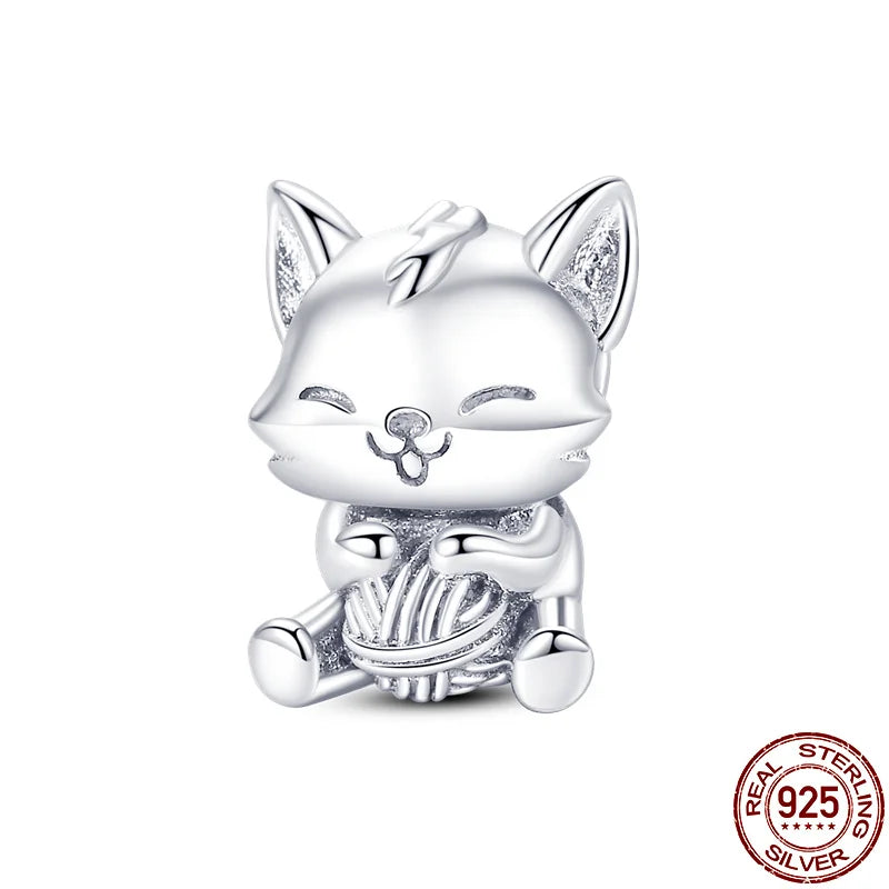 Berloque Gatinho Novelo - Prata 925