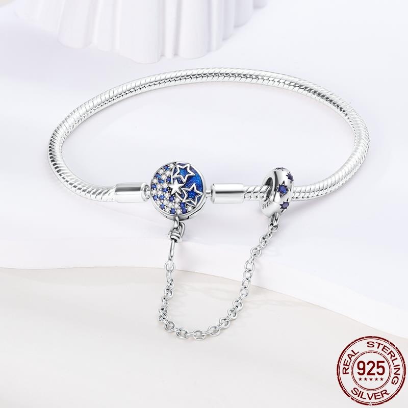 Bracelete Estrelas Com Trava - Prata 925