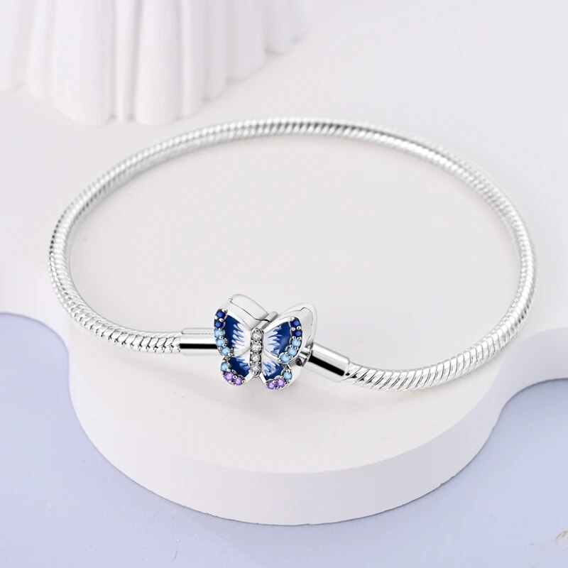 Bracelete Borboleta Azul - Prata 925