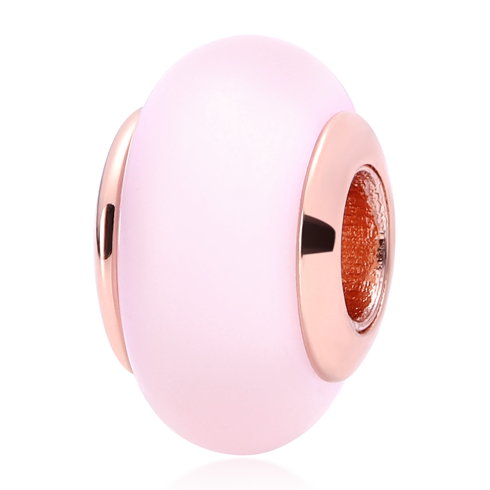 Berloque Murano Rosa Fosco - Prata 925