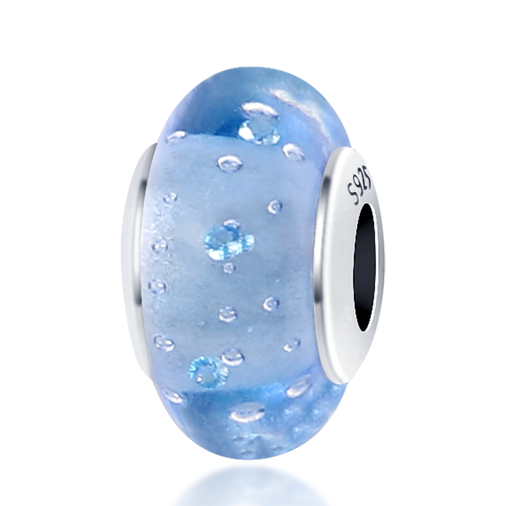 Berloque Murano Cristal Azul - Prata 925